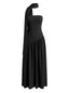Robe Maxi Asymétrique Bustier Écharpe Noire Années 30