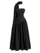 Robe Maxi Asymétrique Bustier Écharpe Noire Années 30