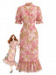 Robe Sirène à Volants Fleur Rouge Années 30