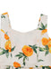 Robe Ligne A à Bretelles Imprimé Agrumes Orange Années 50