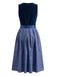 Robe en velours à imprimé cachemire avec tablier et haut en dentelle années 1950