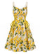 à Volants Col Carré Sans Manches Florale Imprimée Évasée Robe Années 1950 28