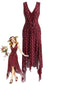 [Prévente] Robe rouge vin pois ourlet asymétrique années 1930