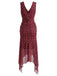 [Prévente] Robe à Pois à Ourlet Irrégulier Lie-de-Vin Années 1930