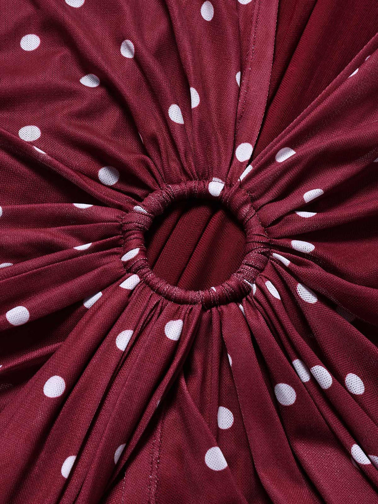 [Prévente] Robe à Pois à Ourlet Irrégulier Lie-de-Vin Années 1930