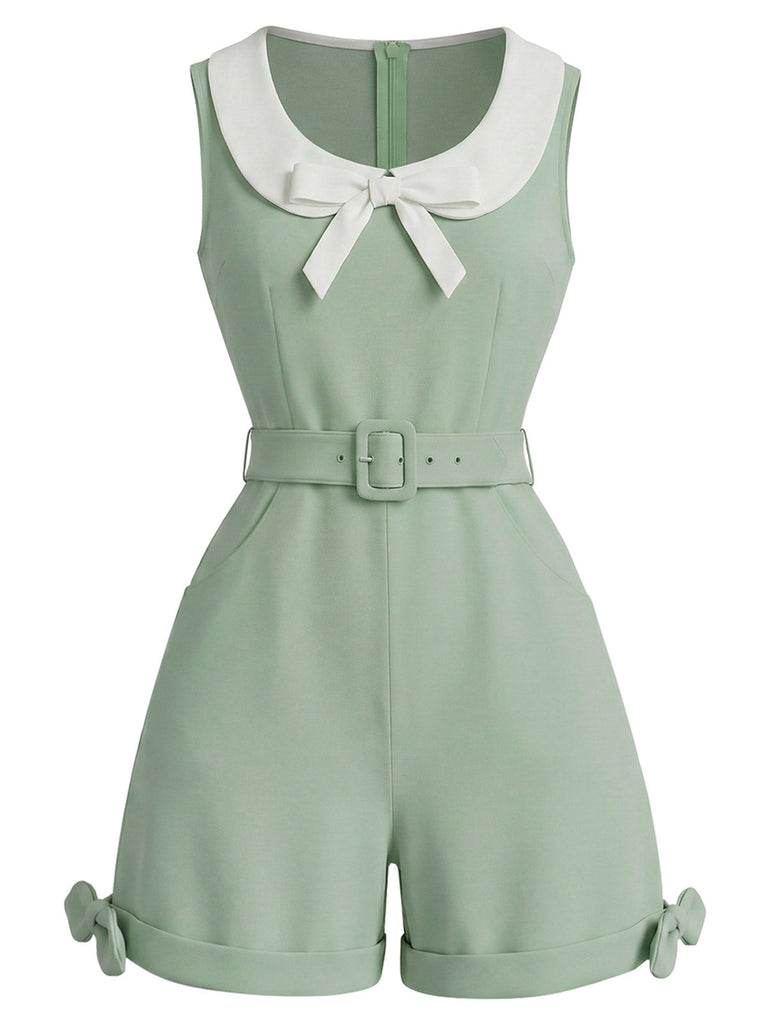 [Prévente] Combishort Col Claudine Nœud Ceinturée Vert Sauge Années 1950 2