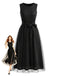 Robe sans Manches à Sequins en Maille Noire Années 50