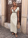 Robe à Pois Satin Dentelle Col V Beige Années 1930 2