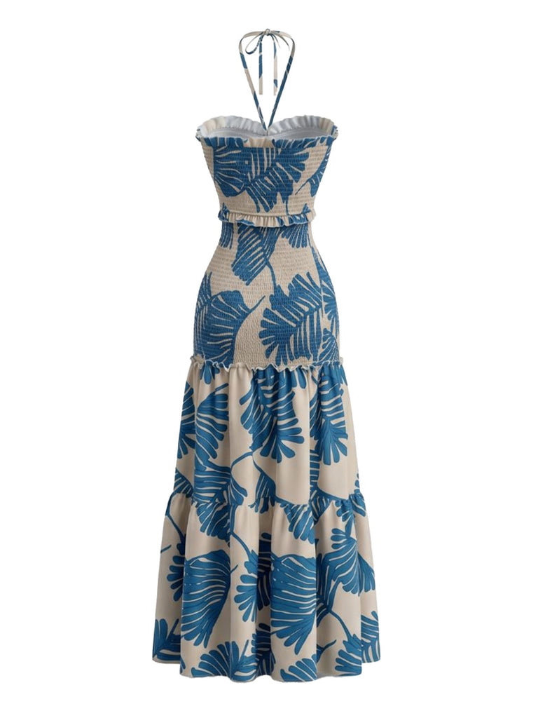 Robe Plissée Dos-Nu Col V Floral Années 30