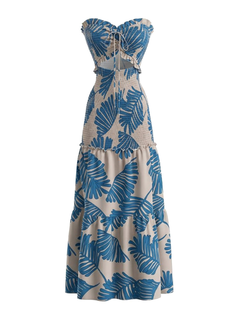 Robe Plissée Dos-Nu Col V Floral Années 30