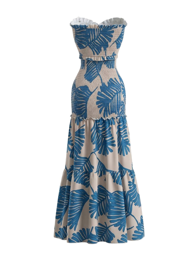 Robe Plissée Dos-Nu Col V Floral Années 30