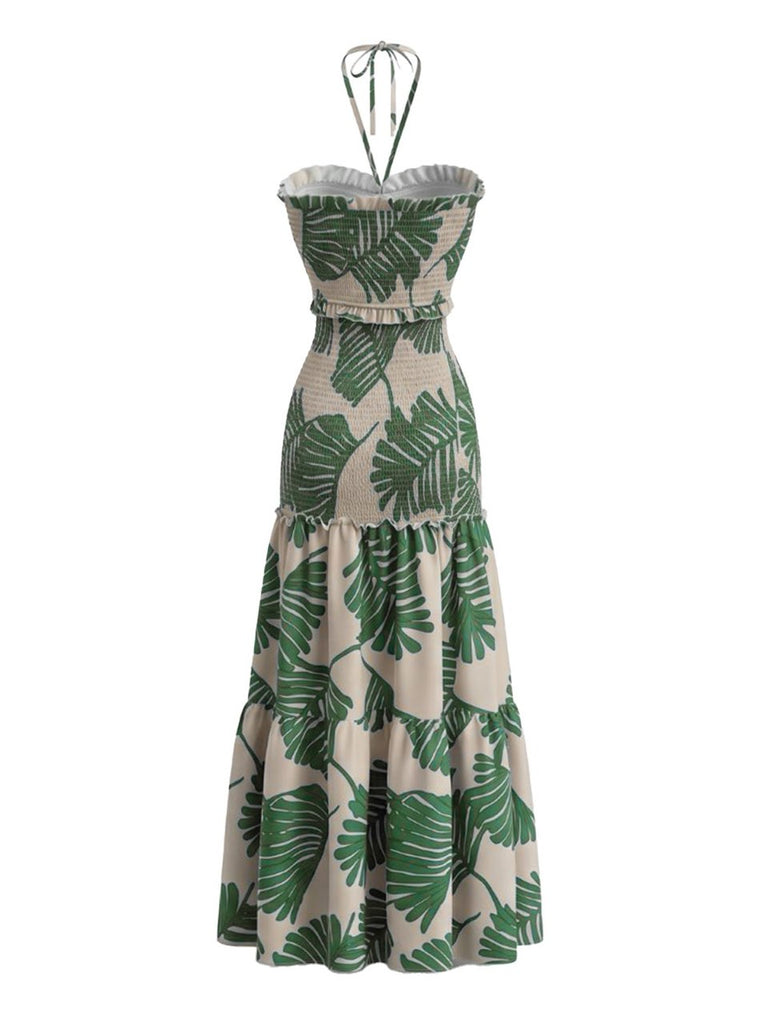 Robe Plissée Dos-Nu Col V Floral Années 30