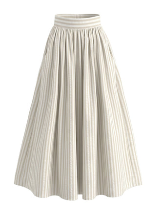 Jupe Rayé Taille Haute Évasé Midi Années 1950