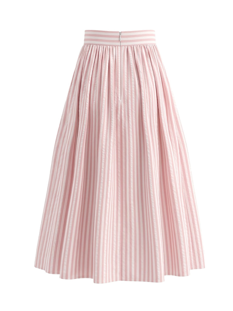 Jupe Rayé Taille Haute Évasé Midi Années 1950 4