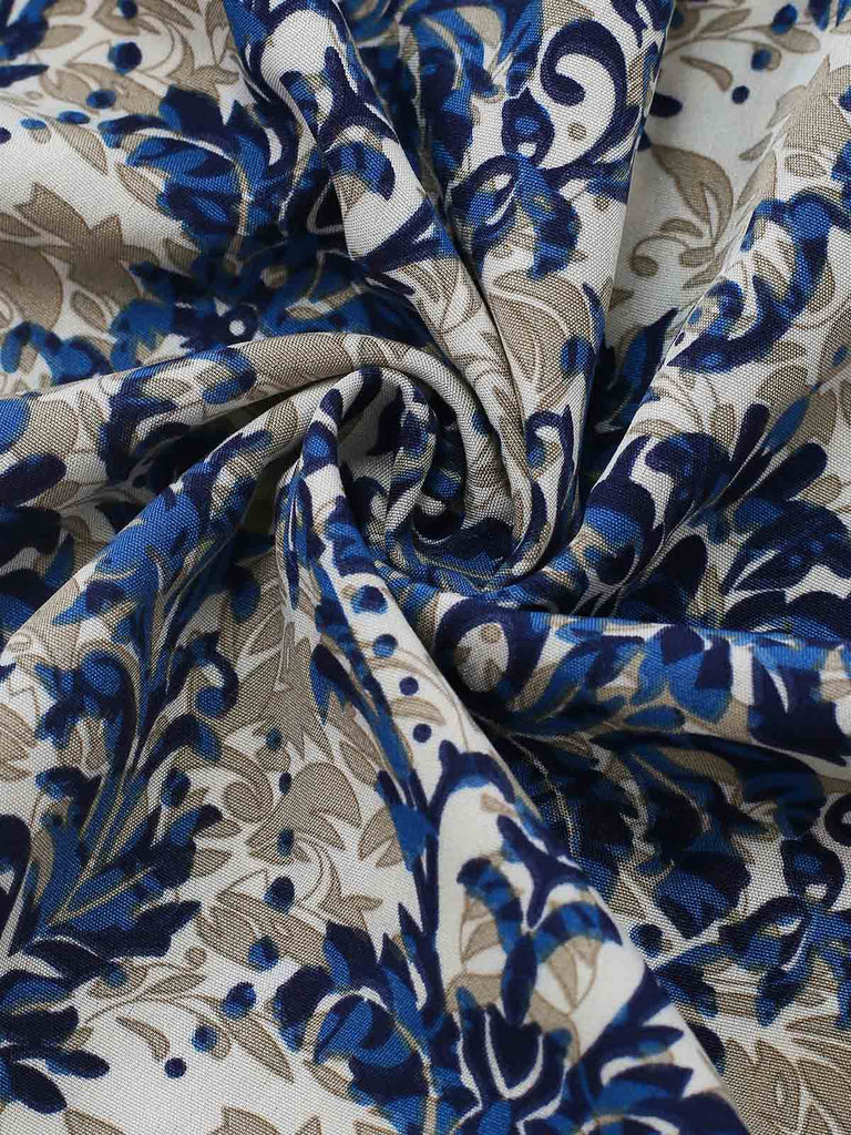 Robe Maxi Taille Empire Col V Floral Ornemental Boho Années 70