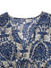 Robe Maxi Taille Empire Col V Floral Ornemental Boho Années 70
