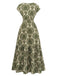 Robe Maxi Taille Empire Col V Floral Ornemental Boho Années 70