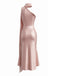 Robe sirène satin orange et rose épaule et écharpe années 1930