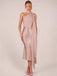 Robe sirène satin orange et rose épaule et écharpe années 1930