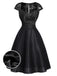 [Prévente] Robe Manches Courtes Dentelle Satin Cocktail Noir Années 1950 2