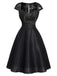 [Prévente] Robe Manches Courtes Dentelle Satin Cocktail Noir Années 1950 3