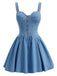 [Prévente] Robe Mini Bustier Corset à Bretelles Faux Jean Bleue Années 80