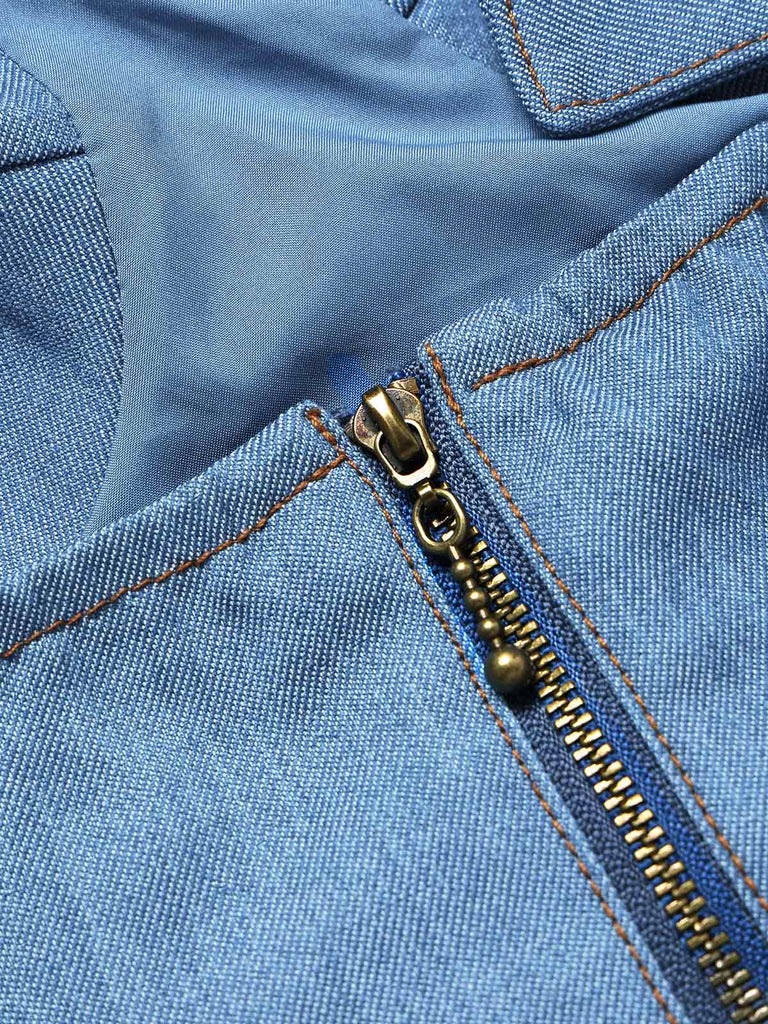 [Prévente] Robe Mini Bustier Corset à Bretelles Faux Jean Bleue Années 80