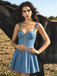Robe Mini Corset à Bretelles Jean Bleue Années 80