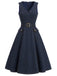 [Prévente] Robe Marine Bleu Revers Col V Sans Manches Denim Années 1950