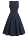 [Prévente] Robe Marine Bleu Revers Col V Sans Manches Denim Années 1950