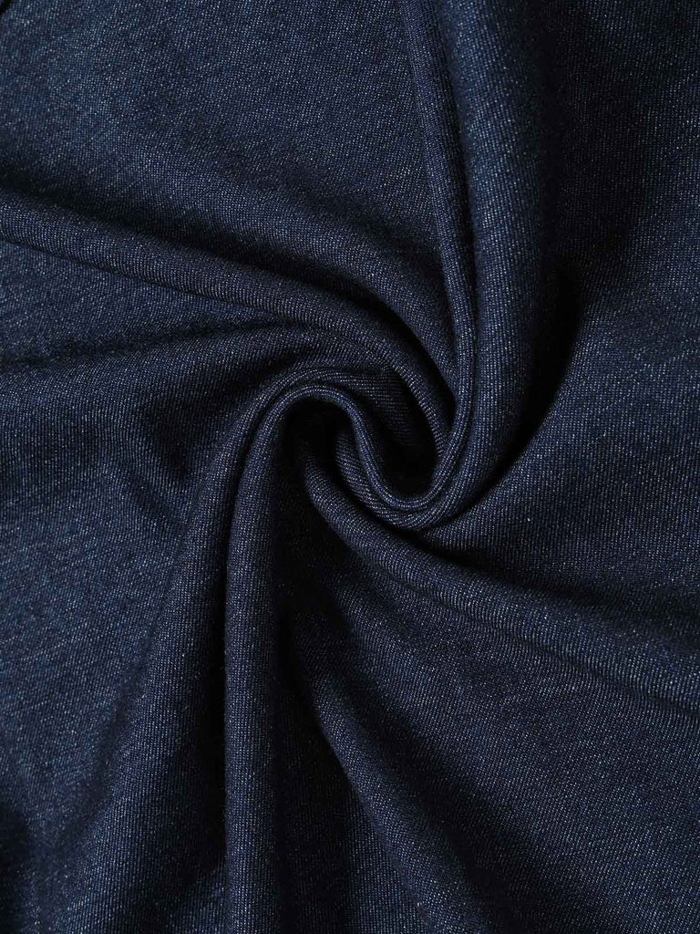 [Prévente] Robe Marine Bleu Revers Col V Sans Manches Denim Années 1950