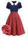 [Prévente] Robe à Pois à Col Pétale Bleu Marine Années 1950