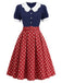 [Prévente] Robe à Pois à Col Pétale Bleu Marine Années 1950