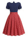 [Prévente] Robe à Pois à Col Pétale Bleu Marine Années 1950