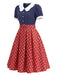 [Prévente] Robe à Pois à Col Pétale Bleu Marine Années 1950
