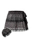[Prévente] Jupe noire tulle transparent volants et liens motif floral années 50