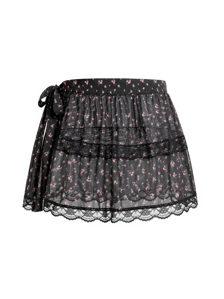 [Prévente] 3PCS Floral Dentelle Longue Petites Fleurs Mini Noir Années 1950 10
