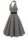 [Prévente] Robe Noir à Carreaux Dos Nu Ceinturé Évasé avec Poches Années 1950 3