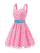 [Prévente] Robe Ceinturée Bustier à Pois Rose Années 50