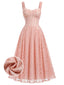 [Prévente] Robe Bretelles Spaghetti Col Cœur Dentelle Rose Années 1940