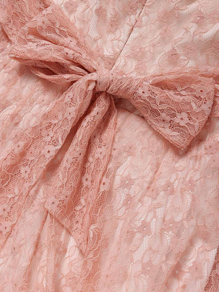[Prévente] Robe Bretelles Spaghetti Col Cœur Dentelle Col Corset Rose Années 1940 6