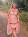 Robe Bretelles Spaghetti Col Cœur Dentelle Rose Années 1940