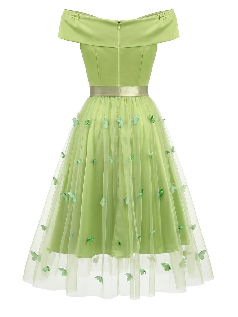 [Prévente] Robe Épaules Dénudées Nœud avec Amovible Papillon Tulle Superposition Années 1950 3
