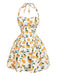 Robe Floral Halter Évasé Nœud Col Mini Blanc Années 1950 9