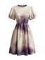 Robe de cosplay démone manches bouffantes et motif tie-dye pour Halloween années 50