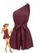 Combishort One-Shoulder Uni Ceinturé Textured Années 1950