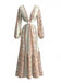 Robe Col V Bohème Géométrique Imprimé Découpé Maxi Années 1970