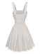 Robe Bretelles Spaghetti à Pois Ballerine Beige Années 1970 2
