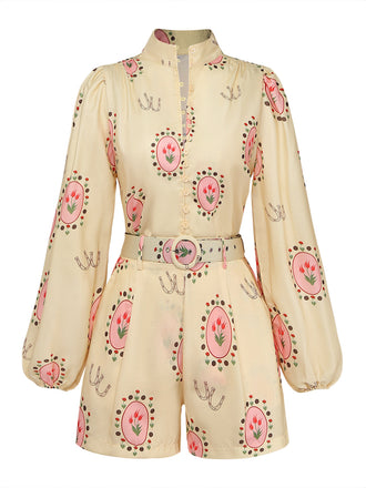 Light Yellow 1950s Vintage Classic Two Piece Set