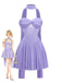 Robe Mini Babydoll Bustier en Tulle avec Foulard Lavande Années 70